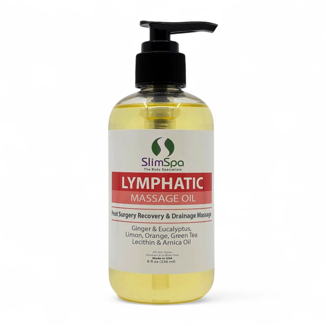Lymphatic Massage Oil 8oz bottle — professional lymphatic drainage formula | SlimSpa