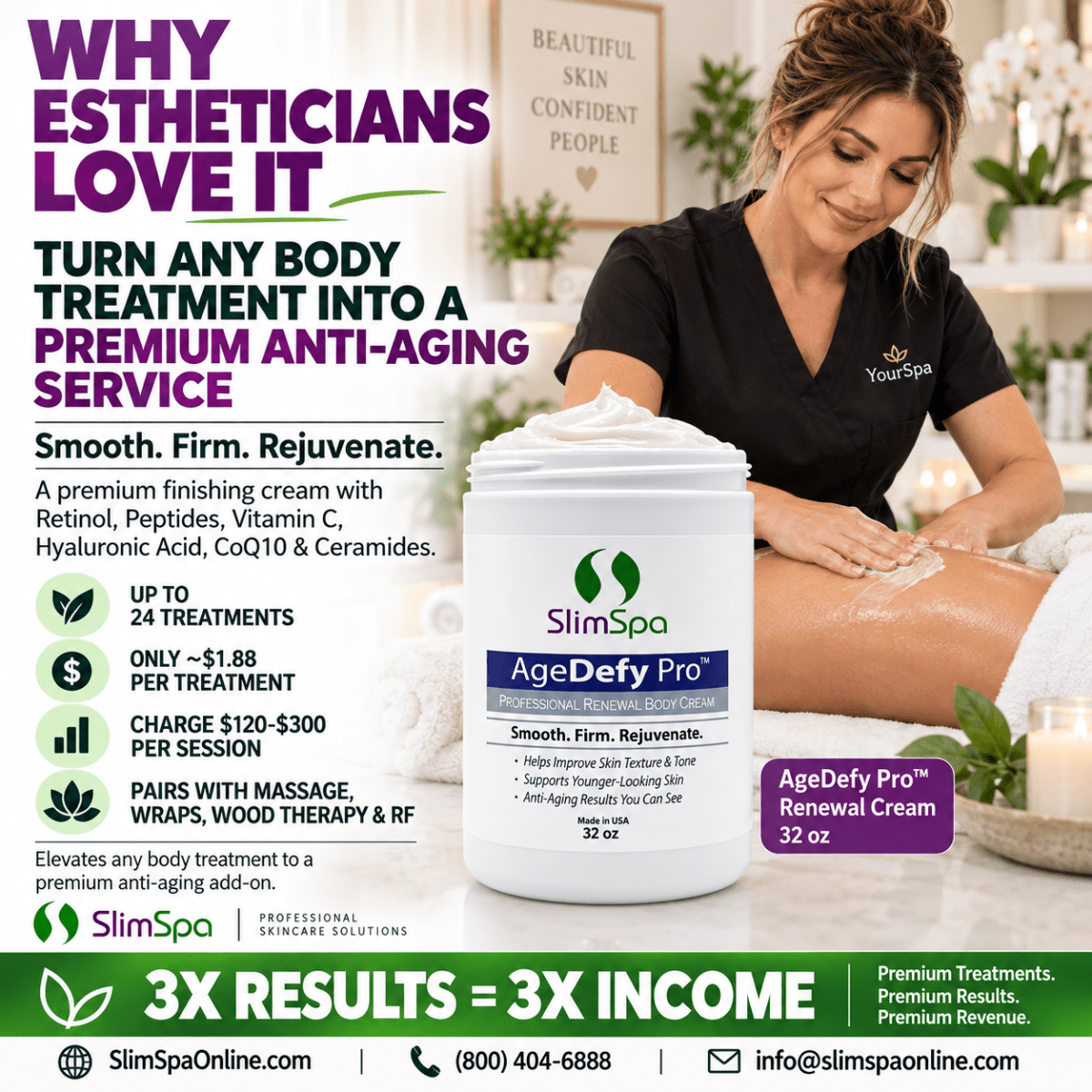 AgeDefy Pro™ Anti-Aging Renewal Cream 32 oz. | Professional Body Treatment - SlimSpaOnline
