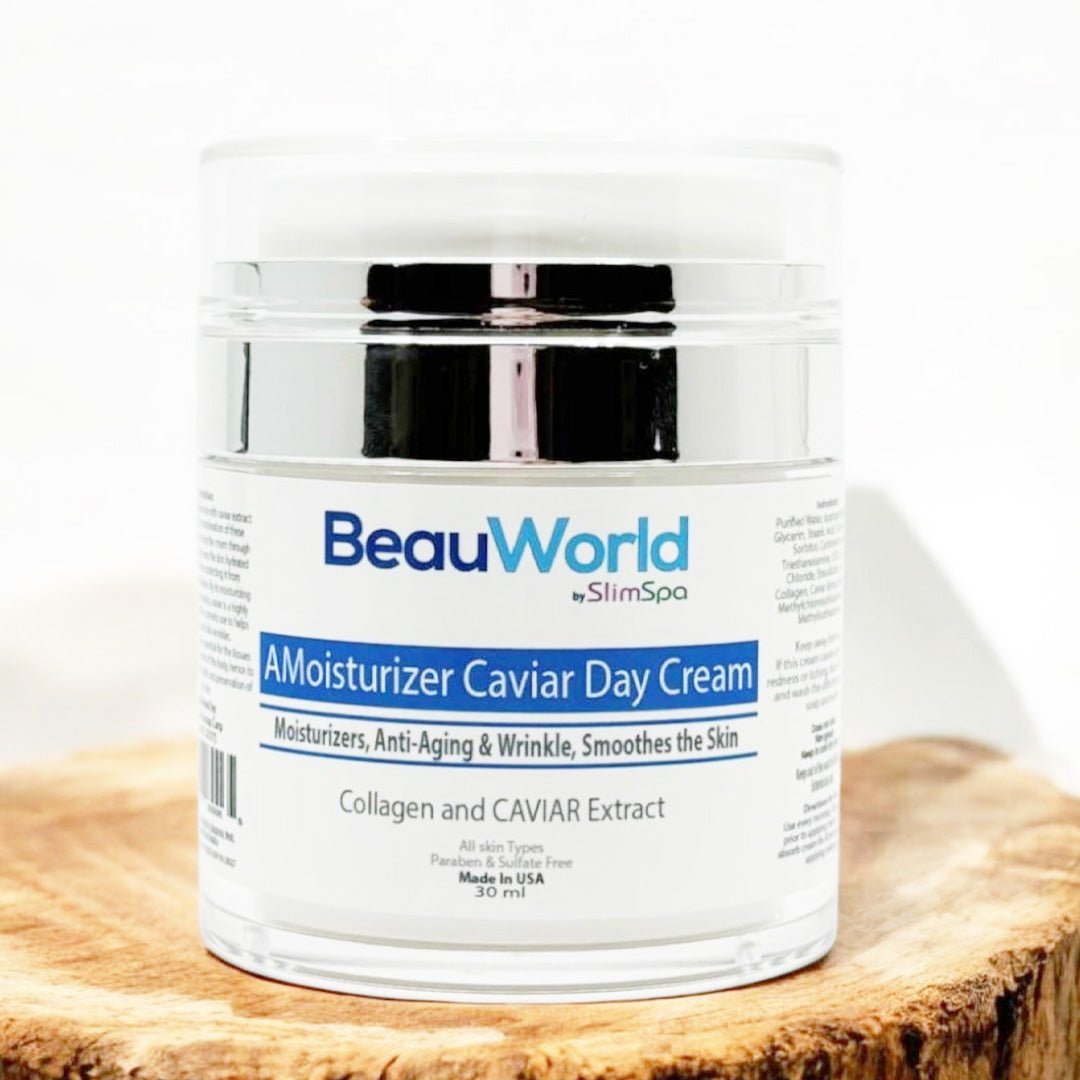 Caviar Day Cream jar — Caviar Extract, Marine Collagen & Shea Butter formula, professional wholesale spa retail