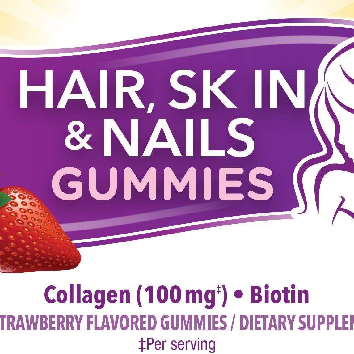 Hair Skin Nails Gummies supplement facts — biotin vitamin C & E complex | SlimSpa