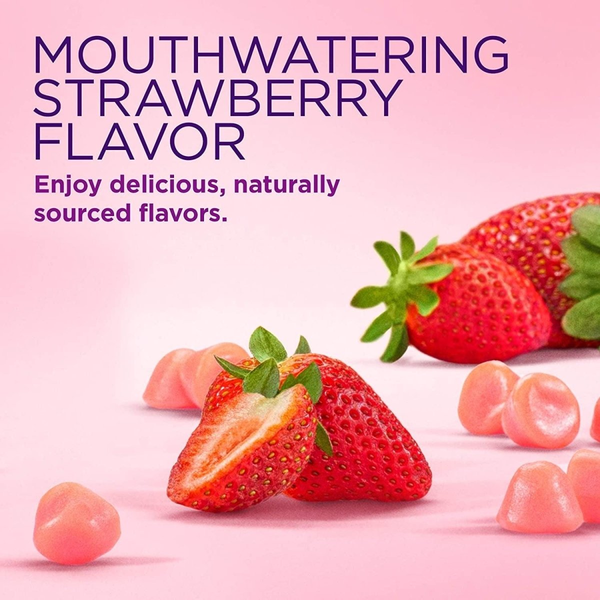 Anti-Aging Gummies texture — strawberry flavored hair skin nails supplement | SlimSpa
