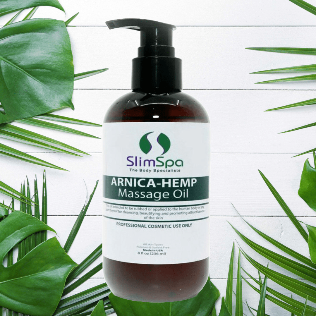 Arnica-Hemp Massage Body Oil texture — Arnica and CBD-rich hemp complex for estheticians | SlimSpa