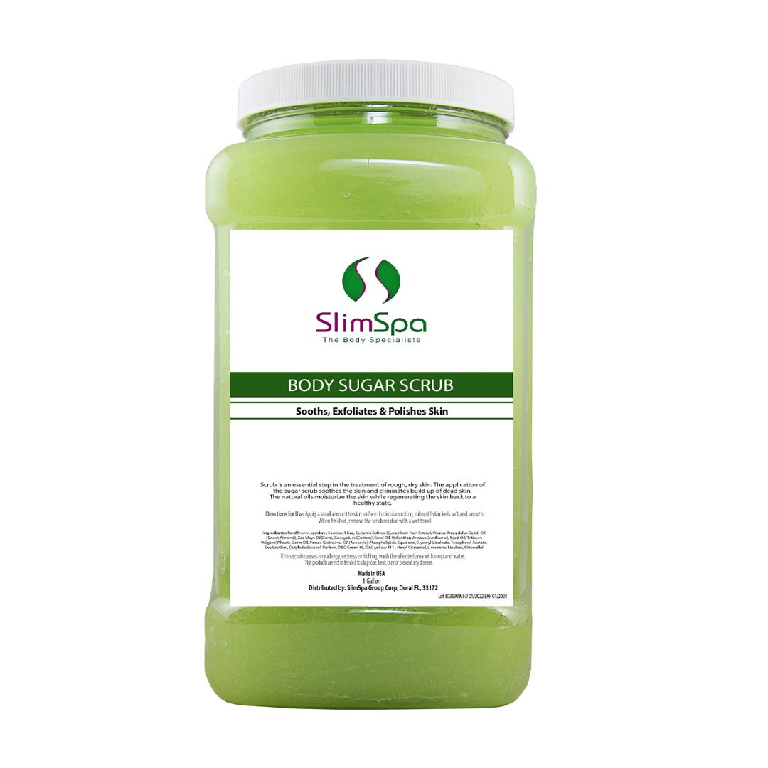 Body Sugar Scrub 1 gallon bulk container — professional spa exfoliation treatment USA wholesale