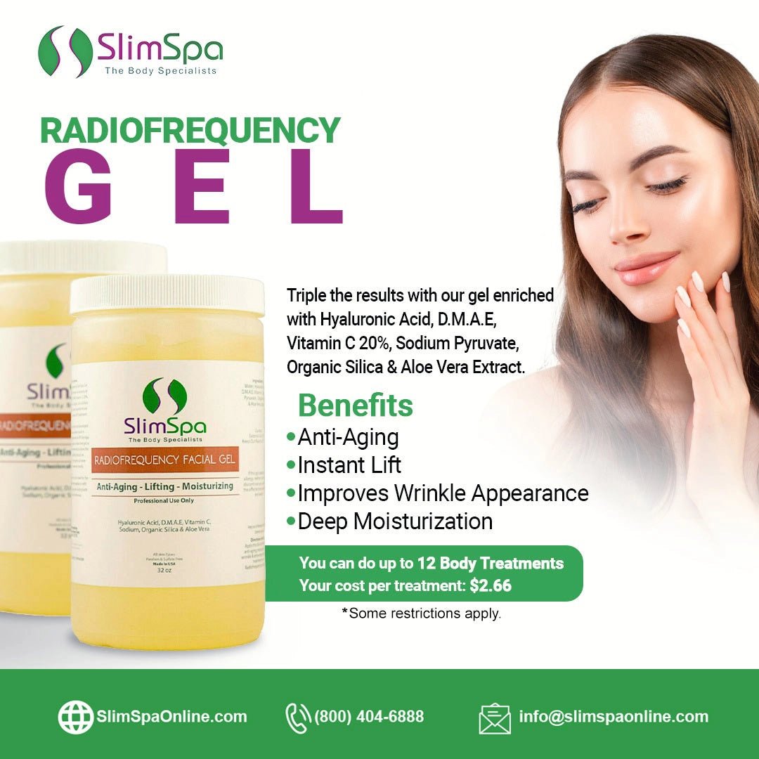 Radiofrequency Gel 32oz texture — smooth RF conductive gel with DMAE & hyaluronic acid for skin tightening treatments | SlimSpa