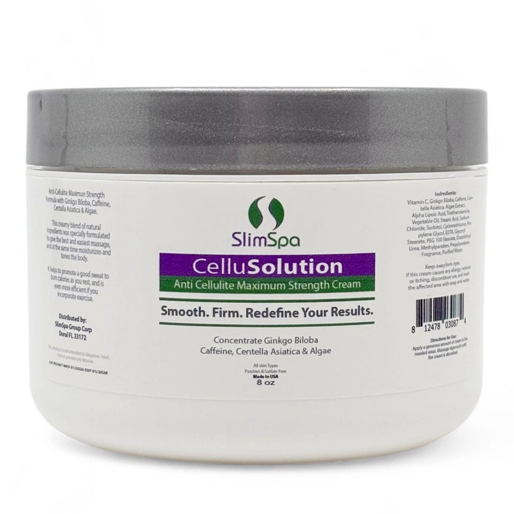 CelluSolution Anti-Cellulite Cream 8oz label detail — professional private label cellulite cream wholesale