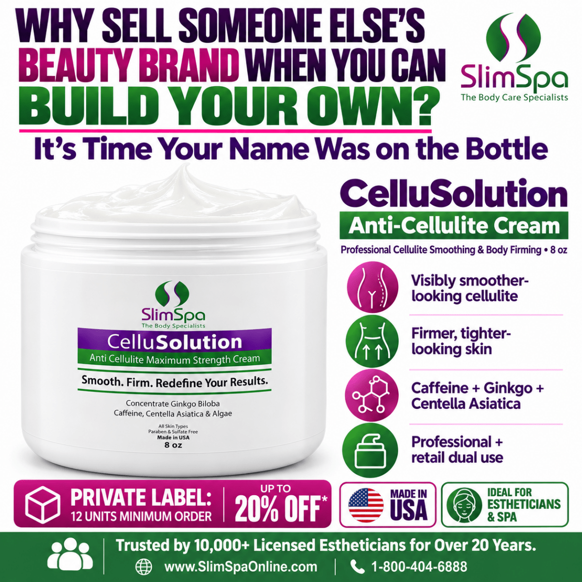 CelluSolution Anti-Cellulite Cream – Professional Cellulite Smoothing & Body Firming (8 oz) - SlimSpaOnline