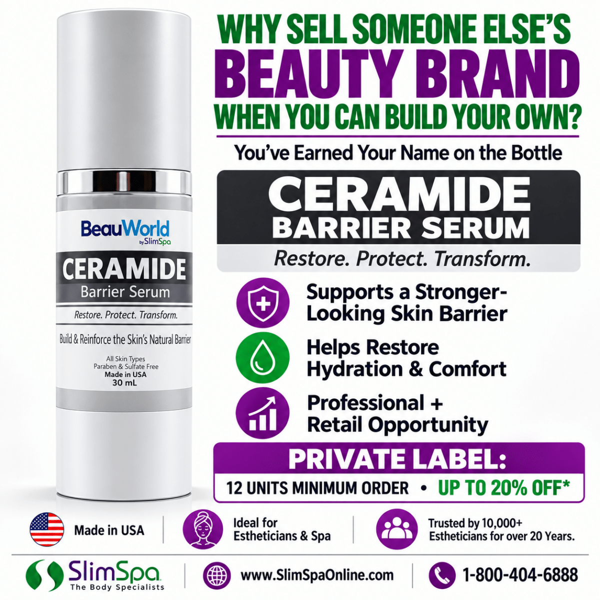 Ceramide Barrier Serum 30ml – Professional Skin Barrier Repair & Deep Hydration Serum - SlimSpaOnline
