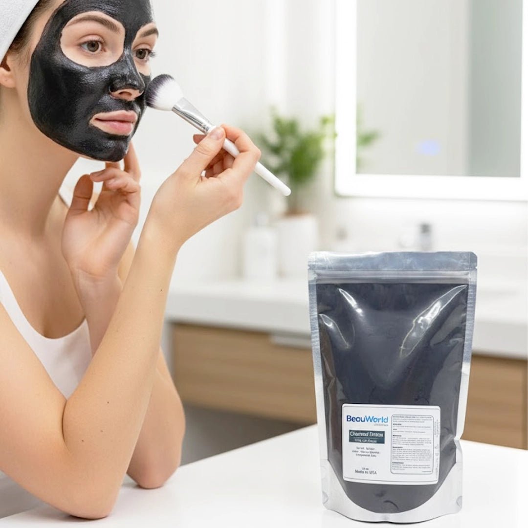 Charcoal Detox Peel-Off Mask applied to face — purifying congested & acne-prone skin | SlimSpa