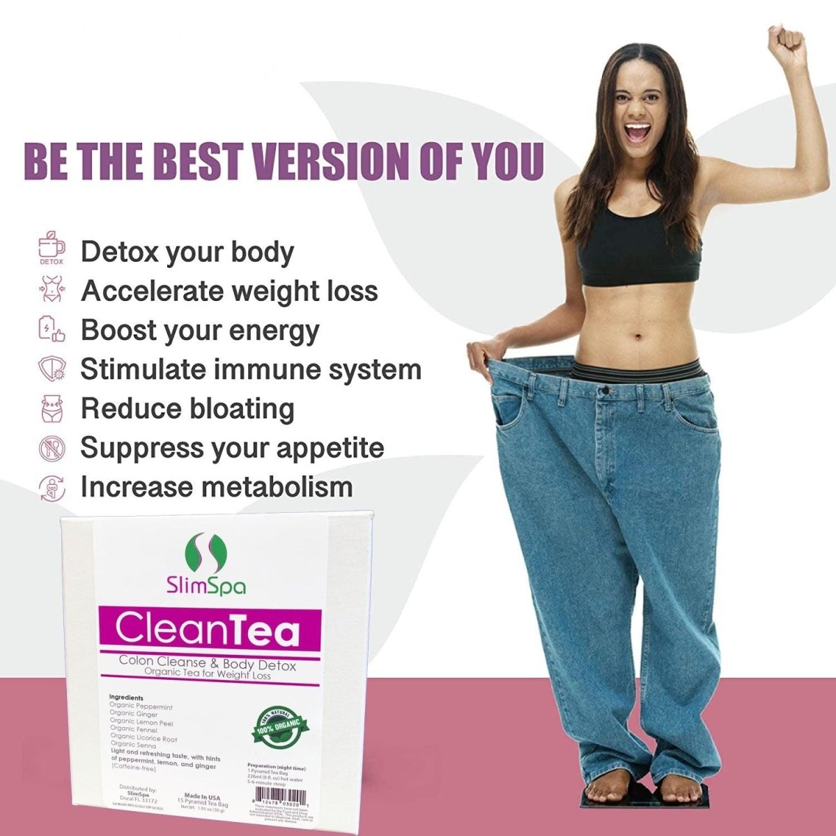 CleanTea Colon Cleanse organic tea — professional spa retail weight loss product wholesale USA