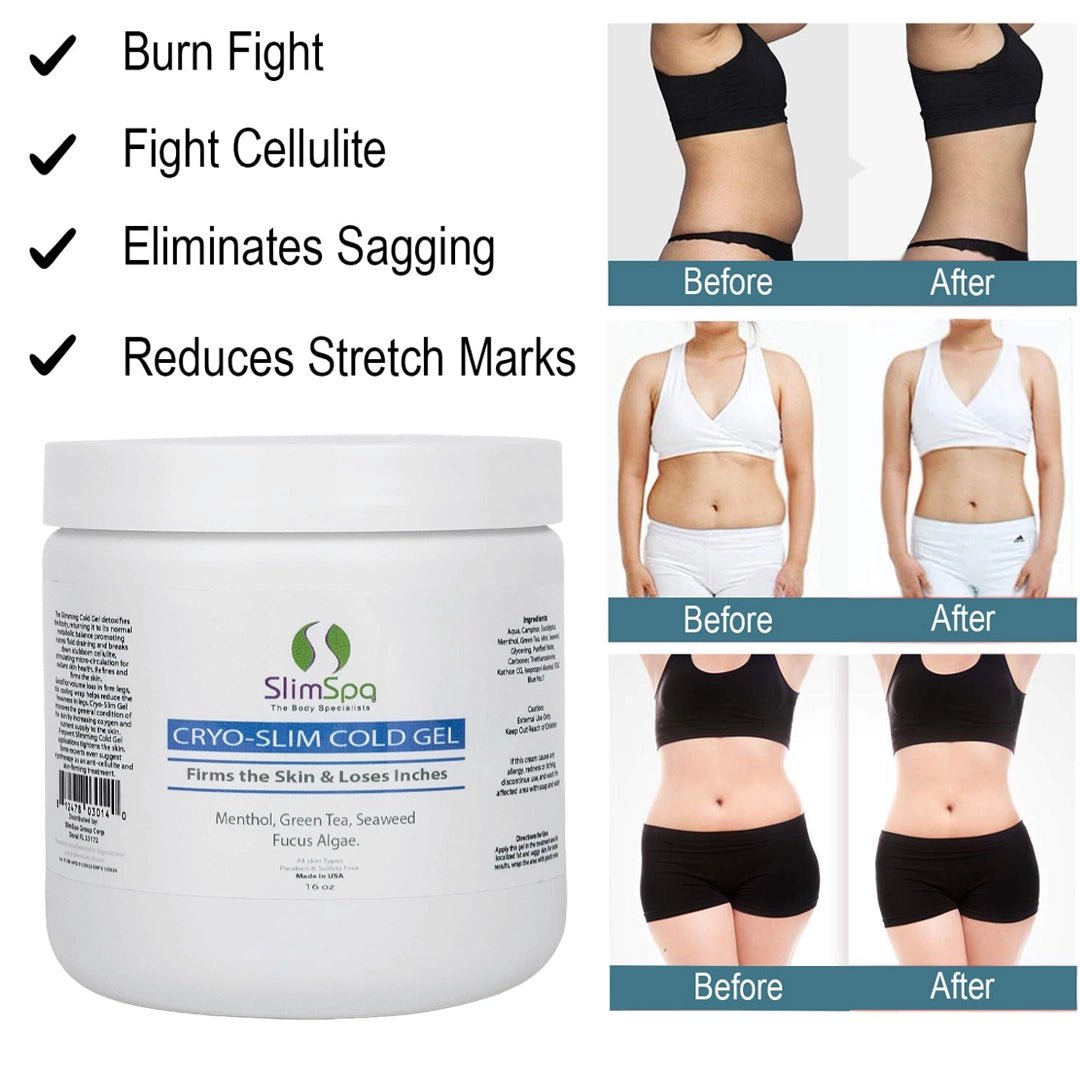 Cryo-Slim Cold Gel 16oz paired with hot gel — professional cool heat duo for dual thermal body contouring | SlimSpa