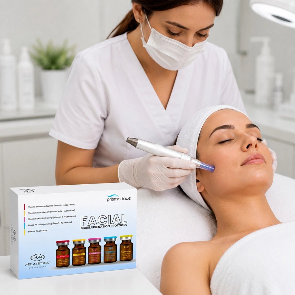 Facial BioRejuvenation Protocol box — 5 mesotherapy vials, 4-phase rejuvenation system | SlimSpa