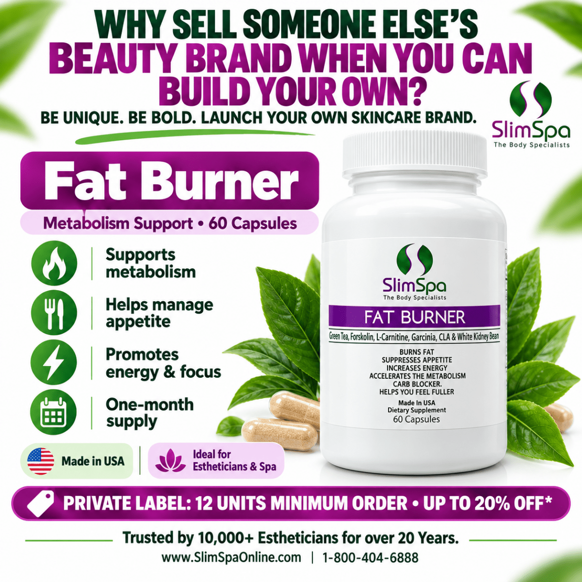 Fat Burner Maximum Strength 60 Caps – Professional Metabolism Boost for Spa Retail - SlimSpaOnline