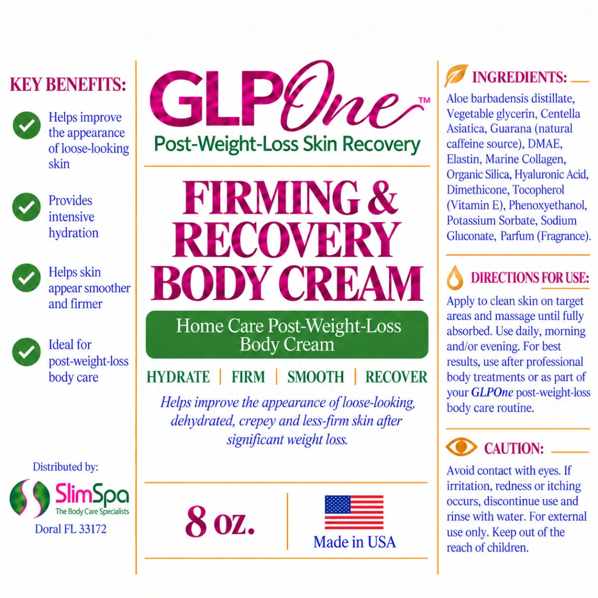 GLPOne™ Firming & Recovery Body Cream — Home Care 8 oz - SlimSpaOnline