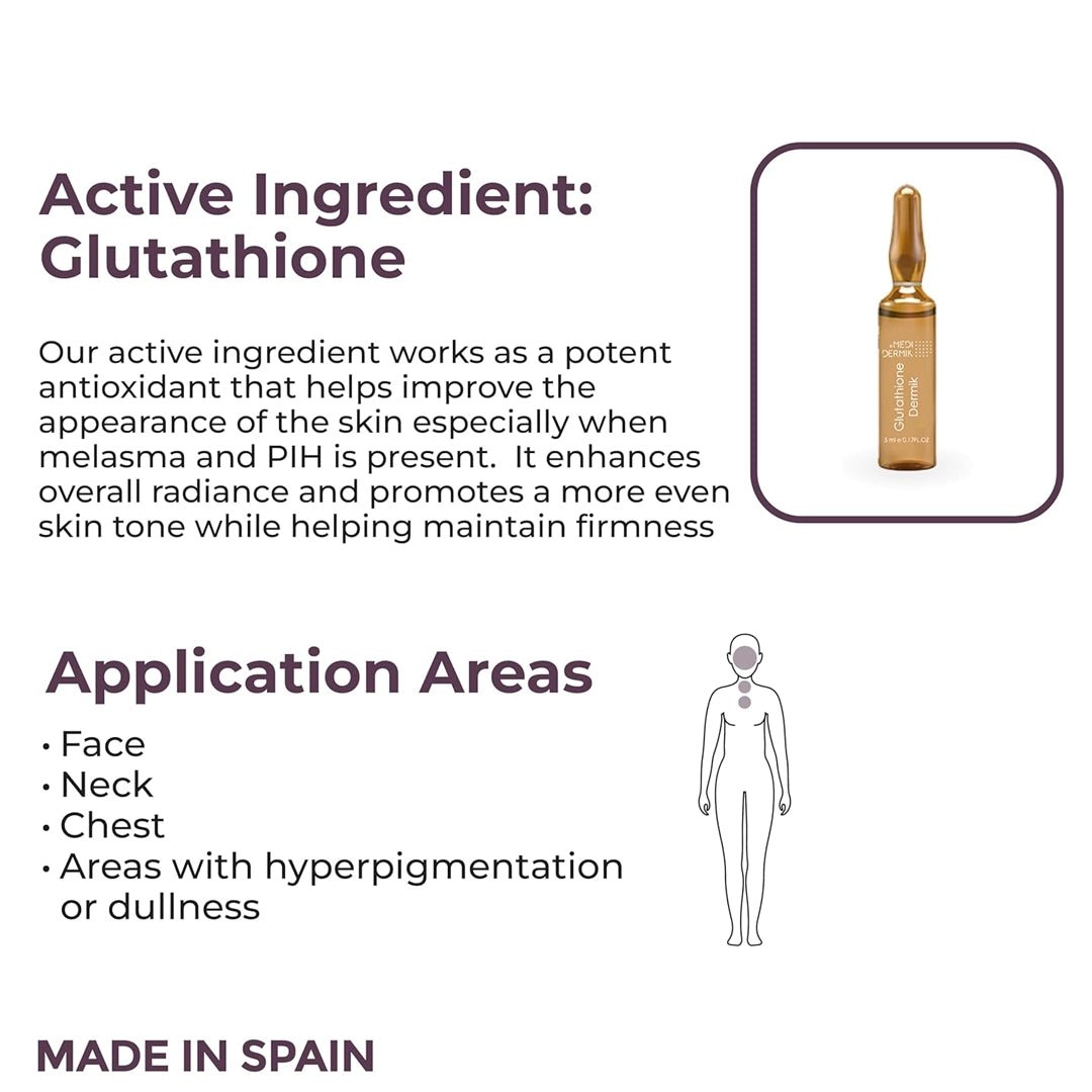 Glutathione ampoule closeup — professional melasma & hyperpigmentation treatment | SlimSpa