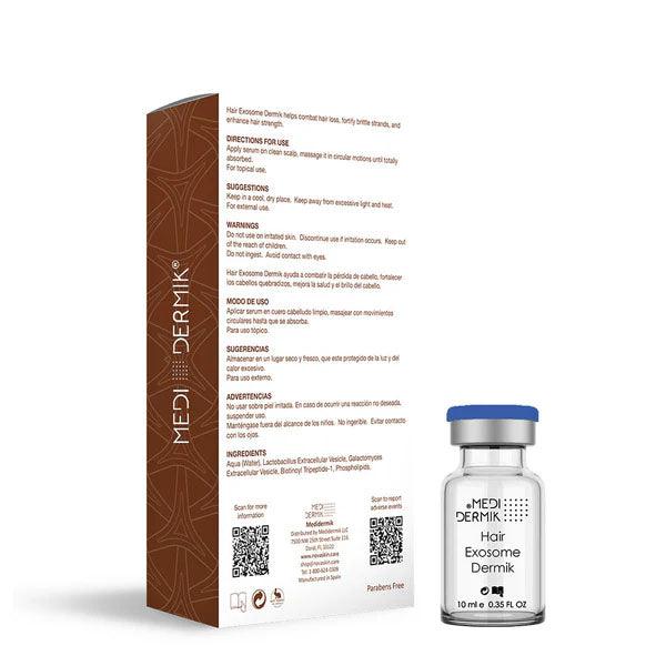Hair Exosome Dermik vial closeup — professional exosome hair restoration formula | SlimSpa