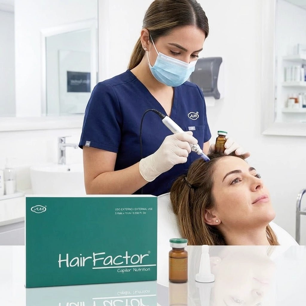 Hair Factor vial box — IGF-1, bFGF, VEGF, Copper Peptides growth factor formula | SlimSpa