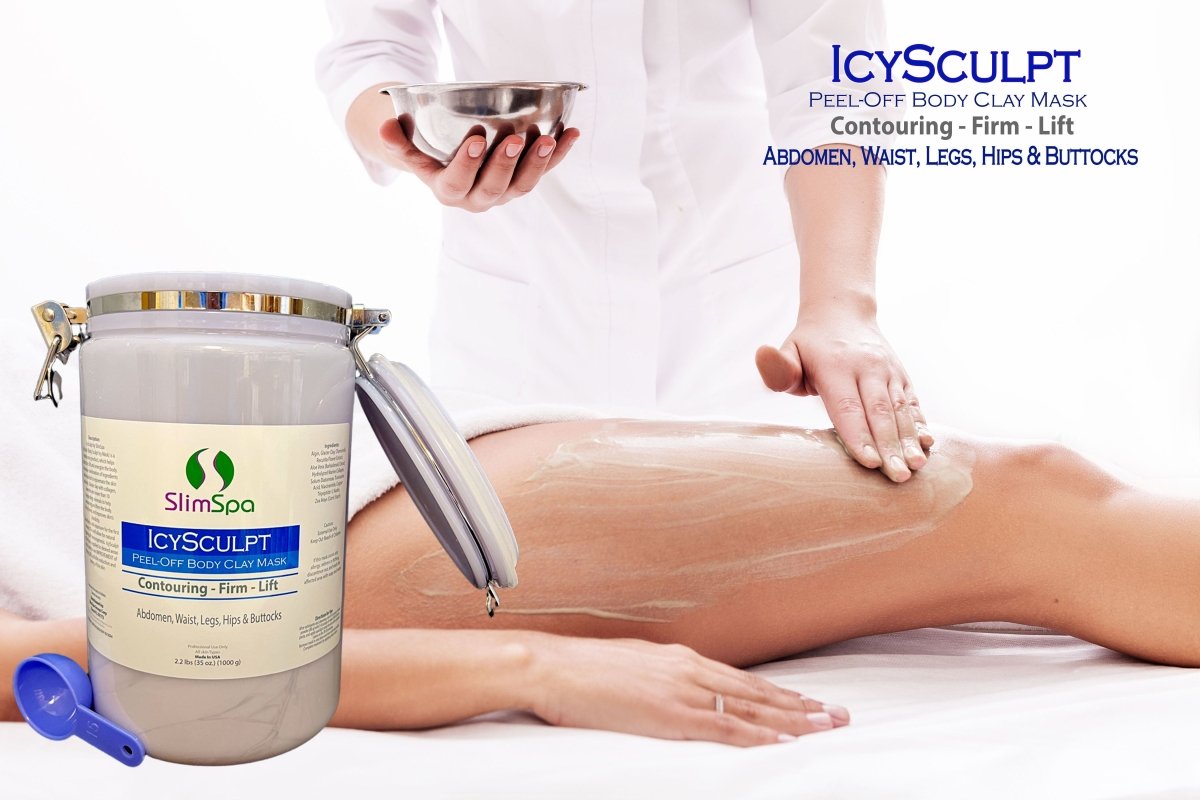 IcySculpt Peel-Off Body Glacier Clay Mask mixed paste — professional peel-off application, licensed esthetician wholesale
