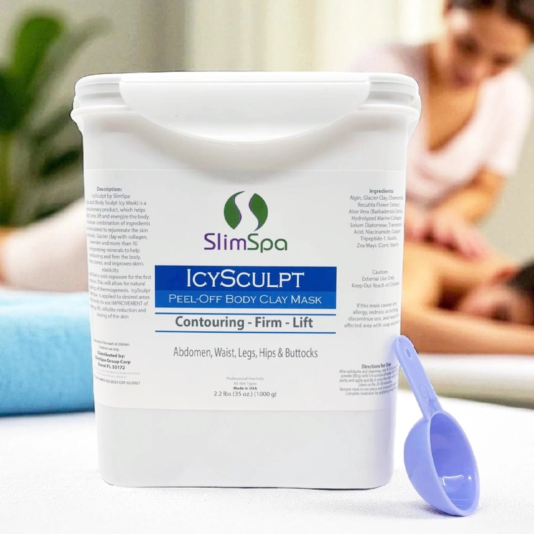 IcySculpt Peel-Off Body Glacier Clay Mask powder — Algin, Glacier Clay & Marine Collagen formula, professional wholesale