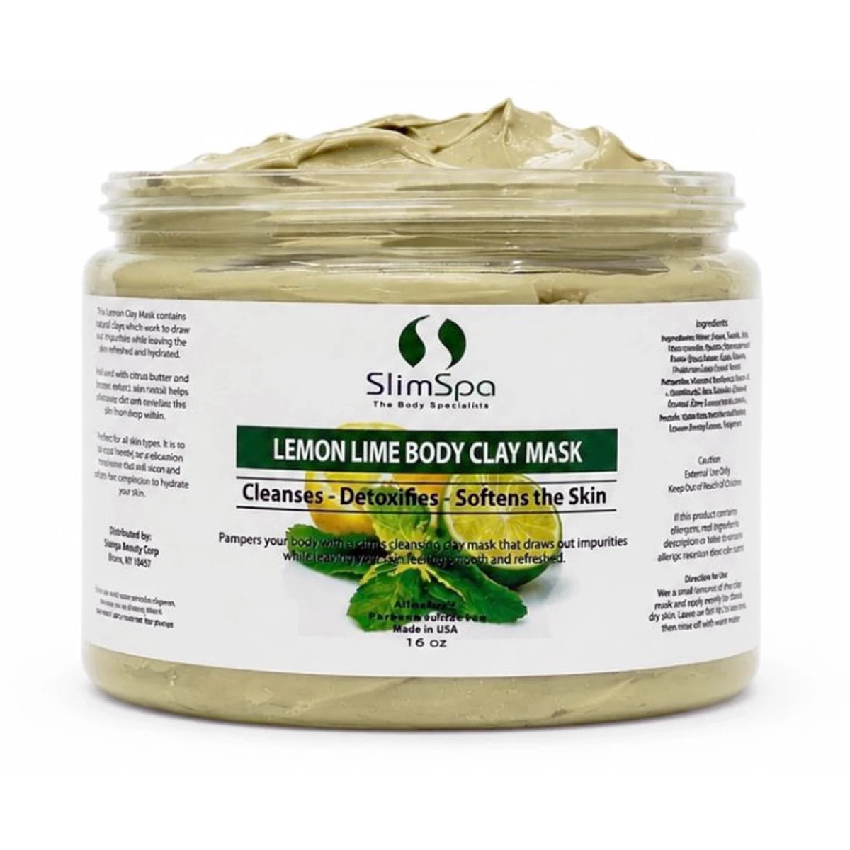Lemon Lime Body Clay Mask 16oz — professional detox & deep cleansing spa treatment | SlimSpa