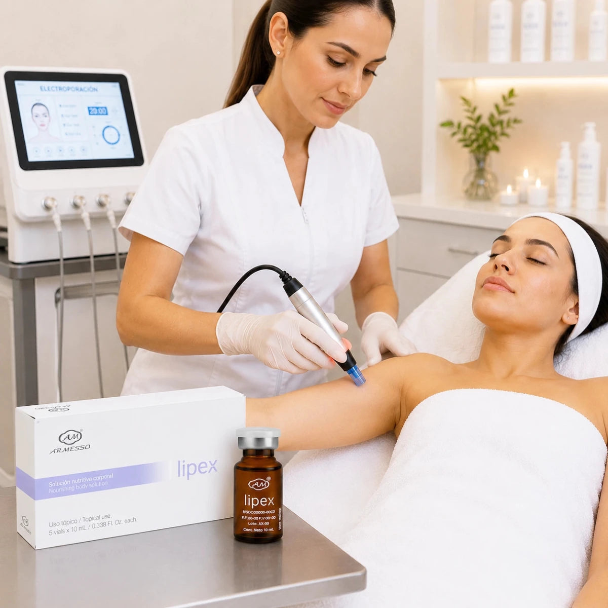 Lipex Lipolysis Vials application — microneedling body contouring protocol for licensed estheticians, wholesale