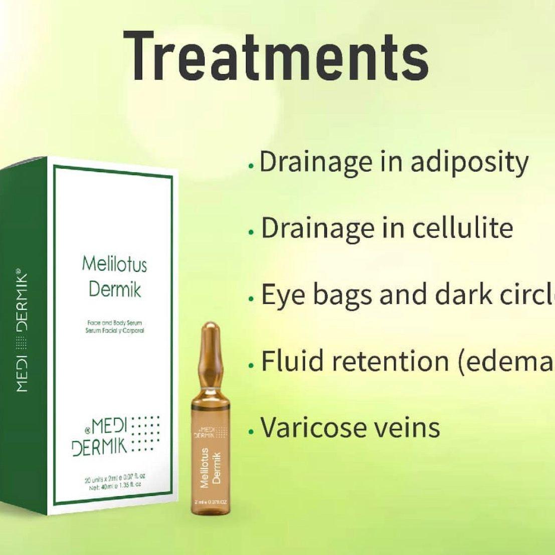 Melilotus Ampoules DERMIK packaging detail — professional mesotherapy, wholesale spa
