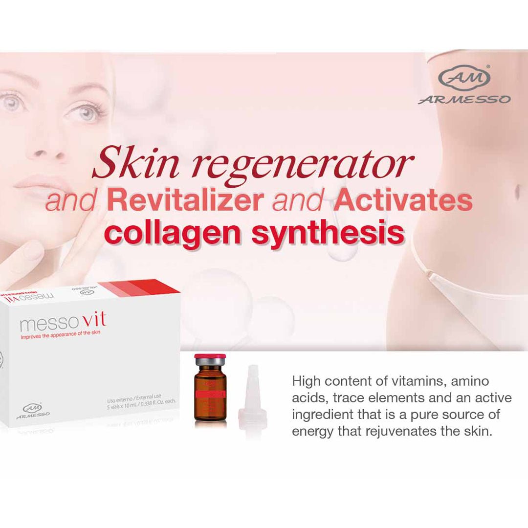 MessoVit vials closeup — professional skin rejuvenation mesotherapy, wholesale spa USA