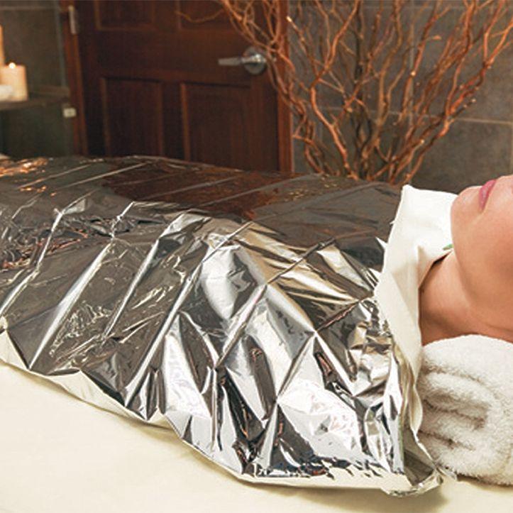 Mylar Foil Thermal Sheets closeup — reflective foil texture for sauna-effect body treatments, wholesale USA
