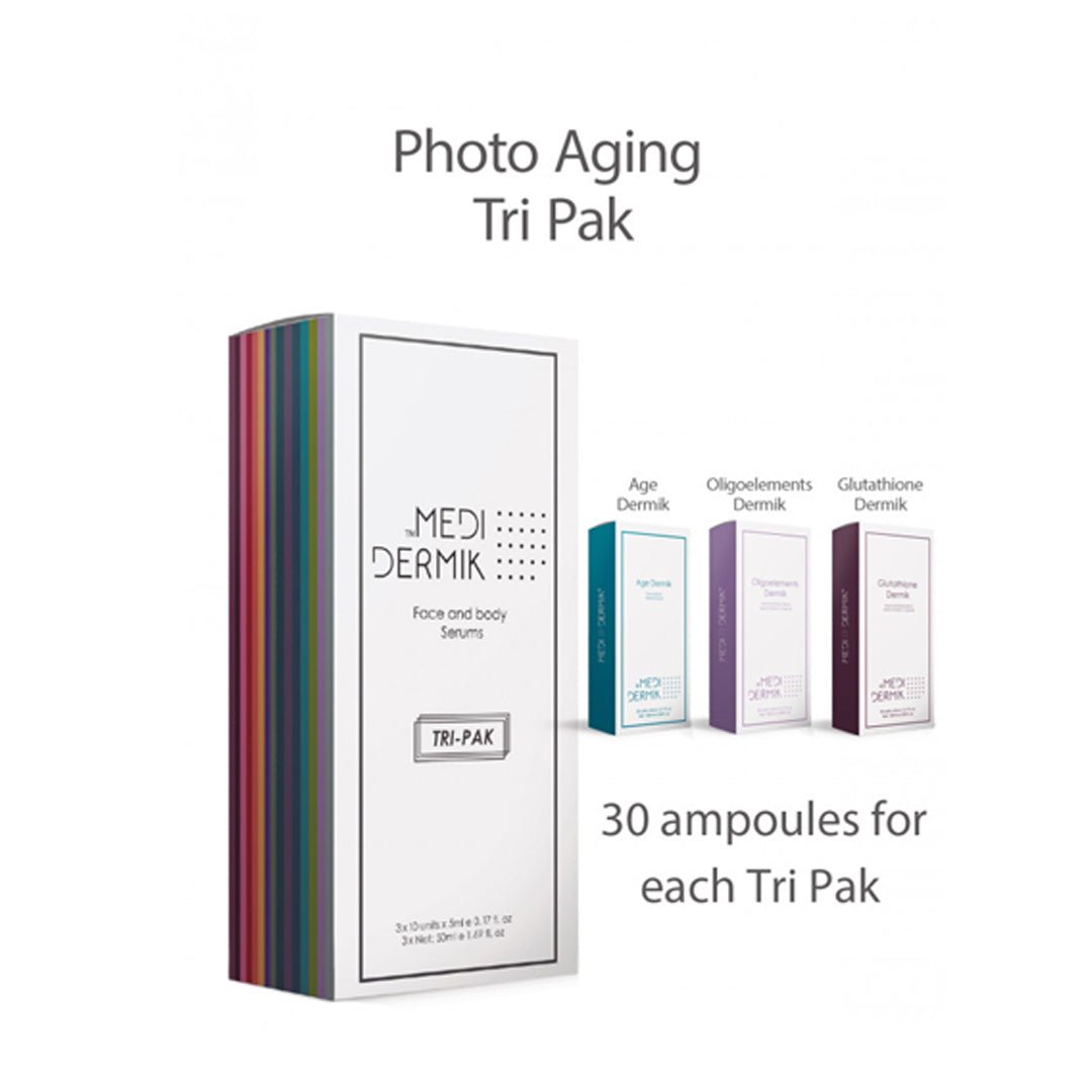 Photo Aging Tri Pak 30 ampoules — professional sun damage repair mesotherapy | SlimSpa