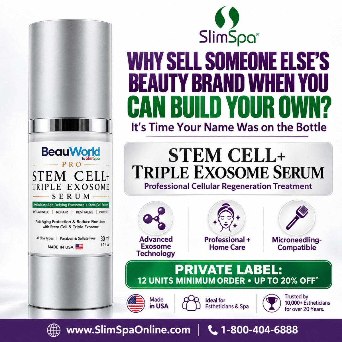 Pro Stem Cell+ Triple Exosome Serum 30ml – Professional Cellular Regeneration Treatment - SlimSpaOnline