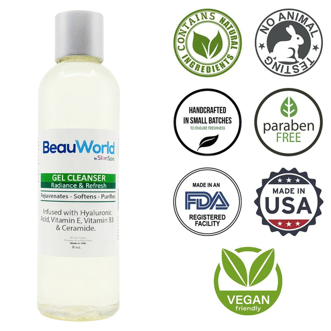 Radiance Refresh Gel Cleanser texture — lightweight sudsy gel for estheticians | SlimSpa