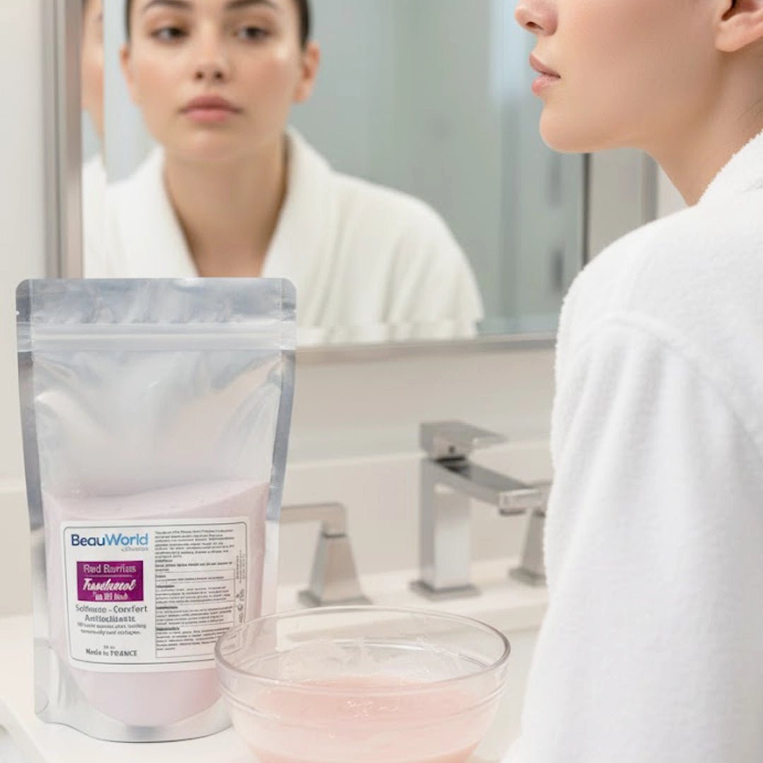 Red Berries HydroGel Mask applied to face — translucent antioxidant anti-aging treatment | SlimSpa