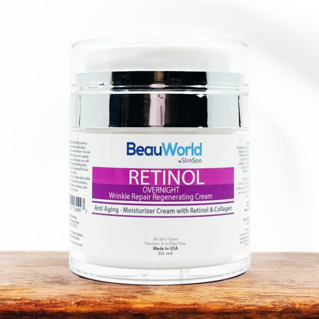 Retinol Overnight Wrinkle Repair Cream texture — nighttime anti-aging treatment for licensed esthetician clients, wholesale