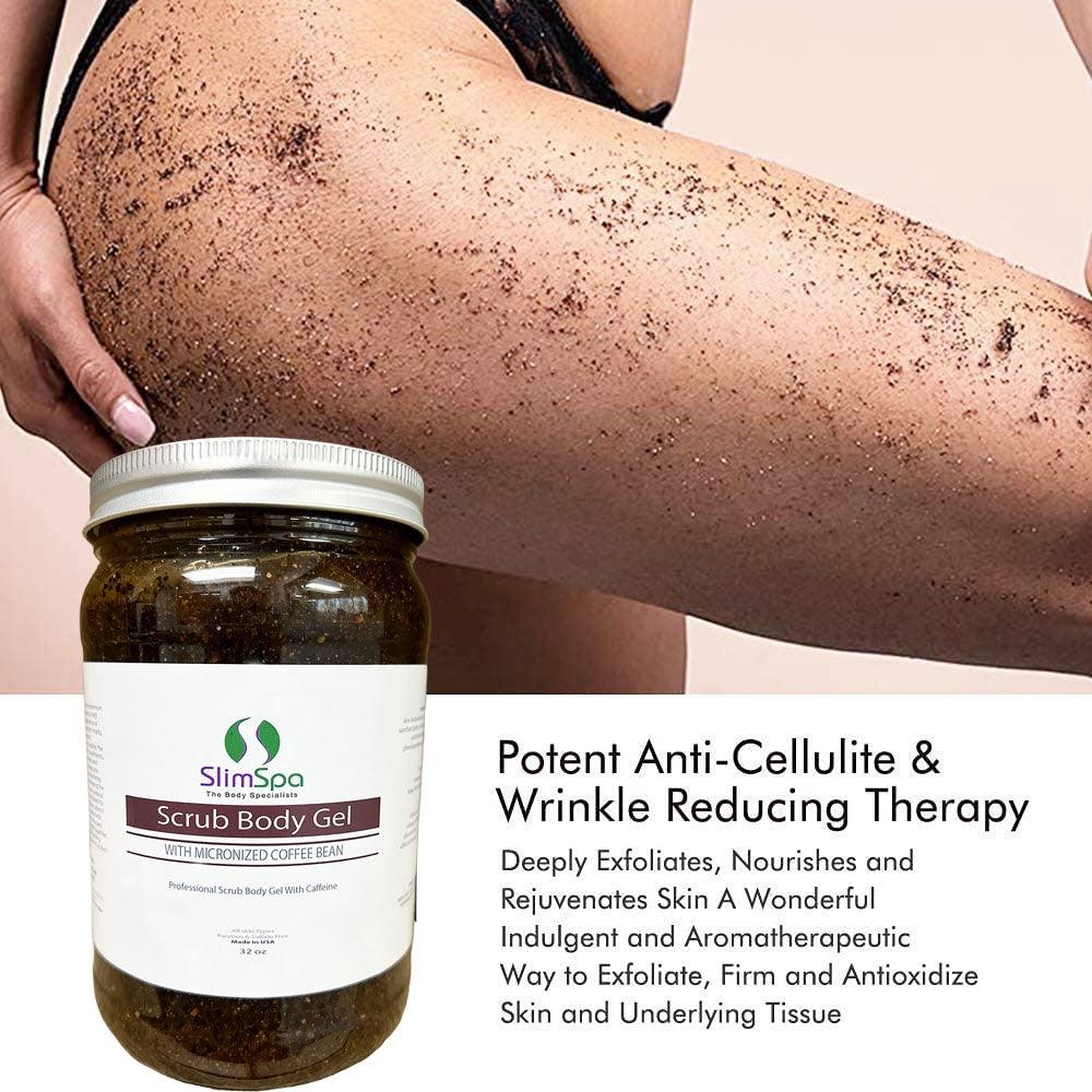 Coffee Bean Scrub Body Gel jar label — professional caffeine exfoliant wholesale | SlimSpa