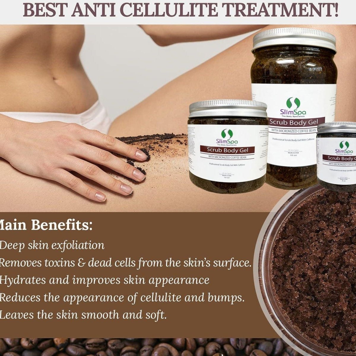 Professional Coffee Bean Scrub 32oz — high-volume spa exfoliant for estheticians | SlimSpa