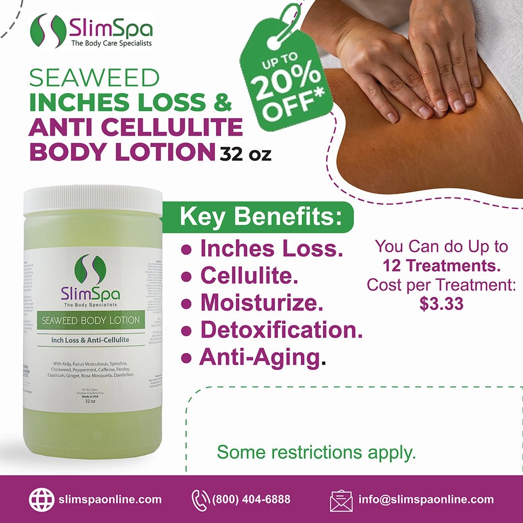 Seaweed Inches Loss & Anti-Cellulite Body Lotion 32oz — detox & exfoliating formula, Seaweed & Sculpting Duo | SlimSpa