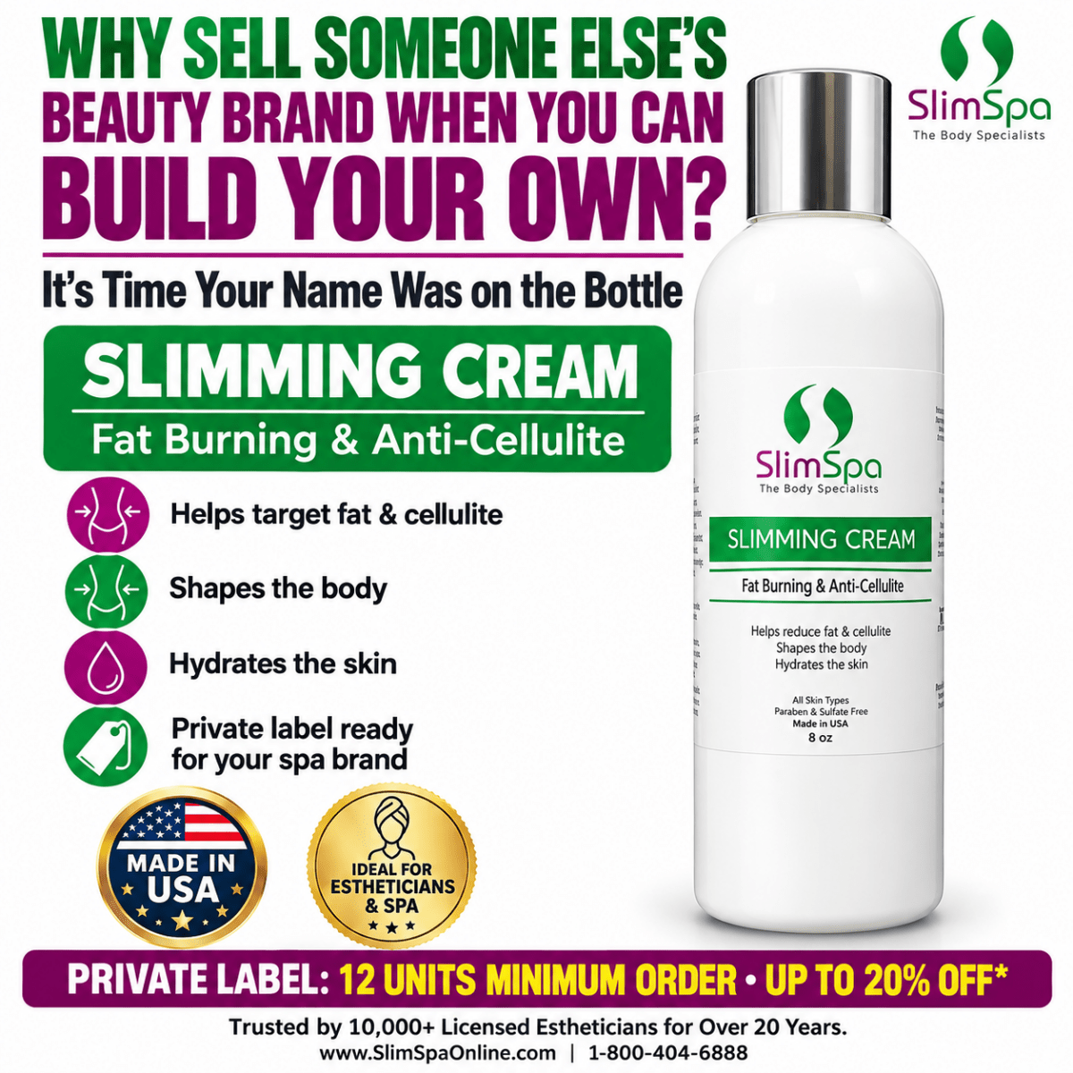 Slimming Body Cream 8oz | Professional Inch Loss & Body Contouring Treatment - SlimSpaOnline