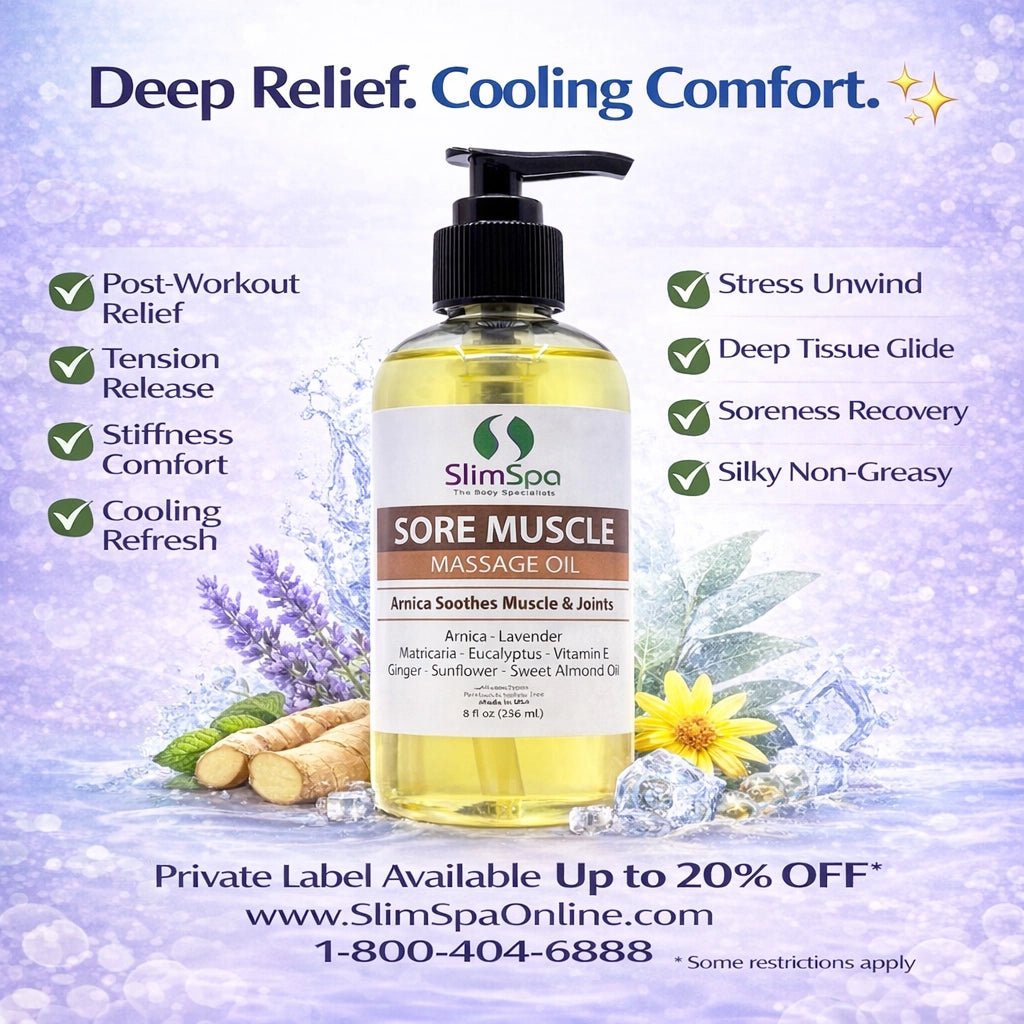 Sore Muscle Massage Oil 8oz - SlimSpaOnline