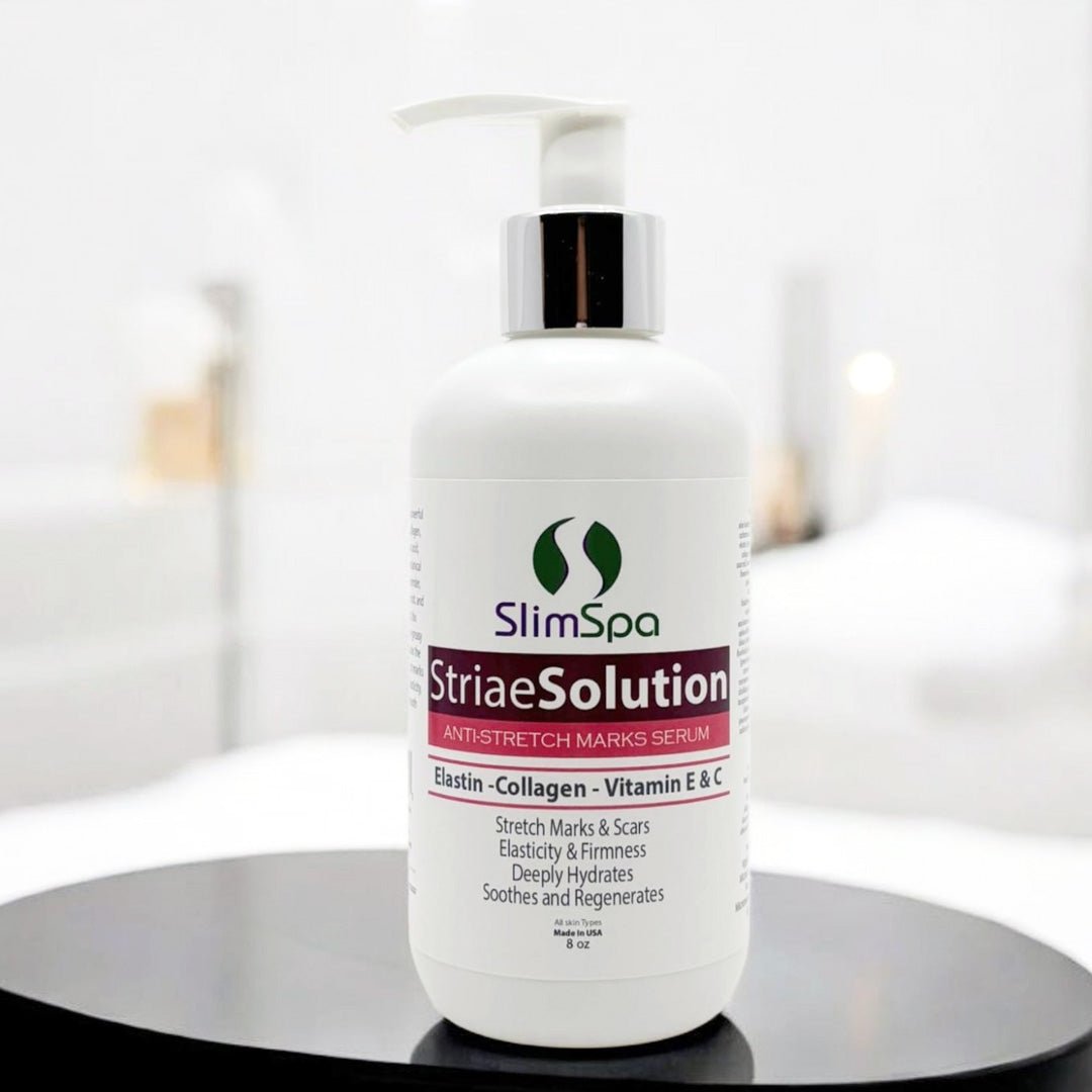StriaeSolution Serum application — postpartum & weight-change stretch mark protocol, wholesale spa